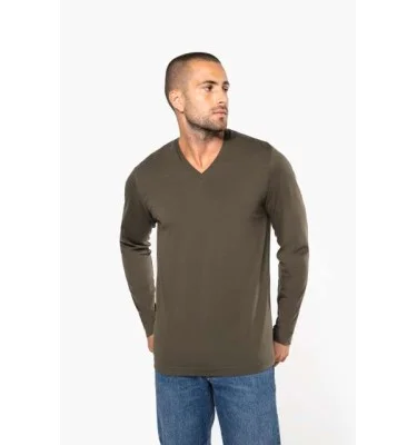 MEN'S LONG-SLEEVED V-NECK T-SHIRT