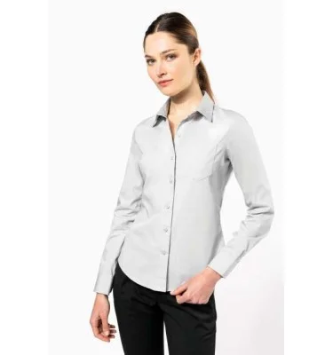 LADIES' LONG-SLEEVED COTTON POPLIN SHIRT