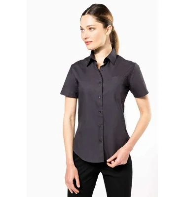 LADIES' SHORT-SLEEVED COTTON POPLIN SHIRT