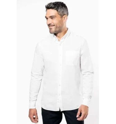 LONG-SLEEVED WASHED OXFORD COTTON SHIRT