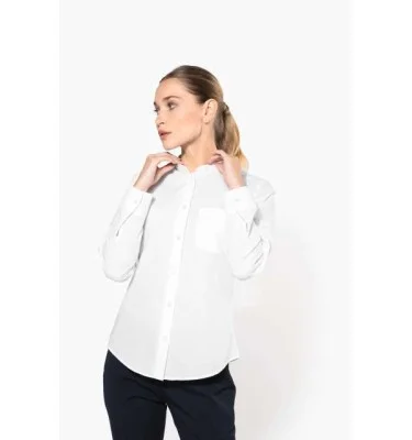 LADIES' LONG-SLEEVED MANDARIN COLLAR SHIRT
