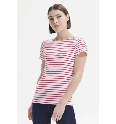 SOL'S MILES WOMEN - ROUND NECK STRIPED T-SHIRT