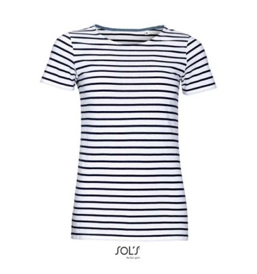 SOL'S MILES WOMEN - ROUND NECK STRIPED T-SHIRT