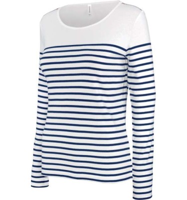 LADIES’ LONG-SLEEVED BRETON STRIPE TOP
