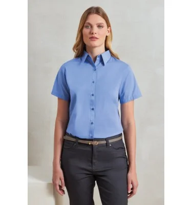 WOMEN'S SHORT SLEEVE POPLIN BLOUSE