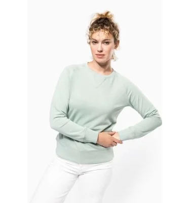 LADIES’ ORGANIC COTTON CREW NECK RAGLAN SLEEVE SWEATSHIRT