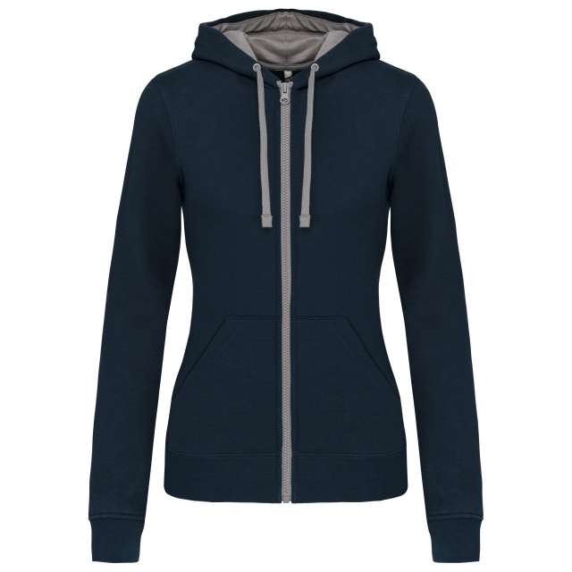 LADIES’ CONTRAST HOODED FULL ZIP SWEATSHIRT
