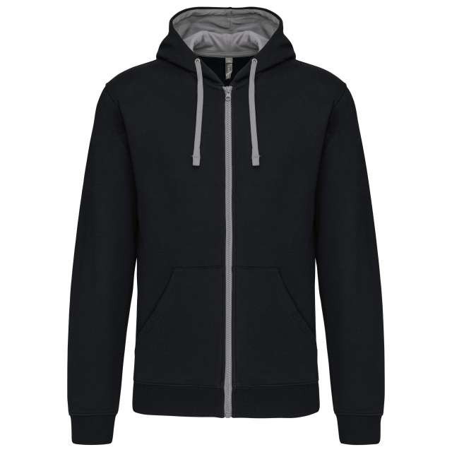 MEN'S CONTRAST HOODED FULL ZIP SWEATSHIRT