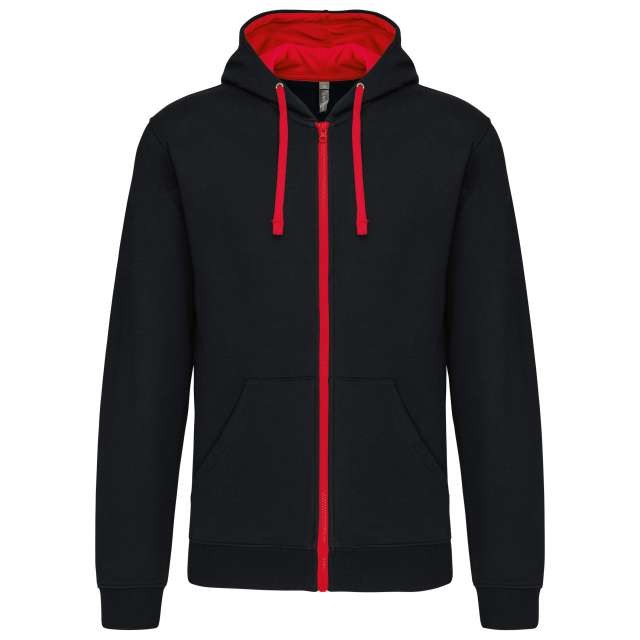 MEN'S CONTRAST HOODED FULL ZIP SWEATSHIRT