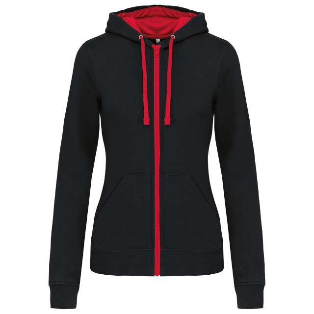 LADIES’ CONTRAST HOODED FULL ZIP SWEATSHIRT
