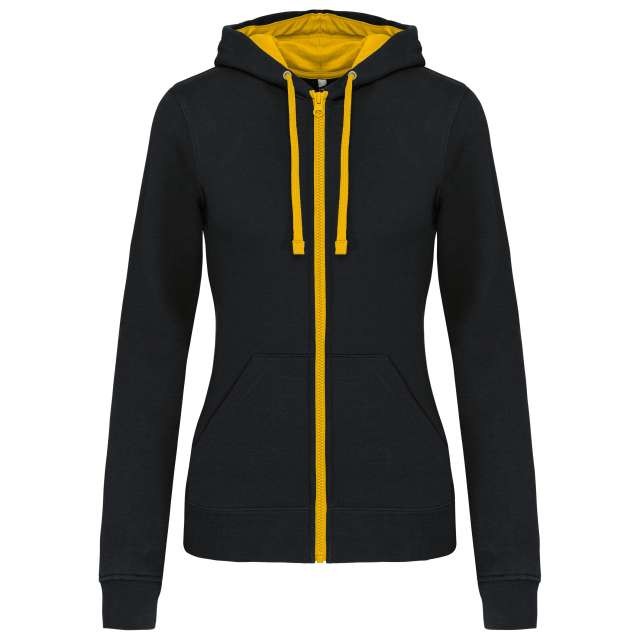 LADIES’ CONTRAST HOODED FULL ZIP SWEATSHIRT