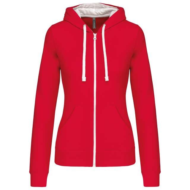 LADIES’ CONTRAST HOODED FULL ZIP SWEATSHIRT