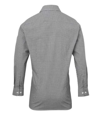 MEN'S LONG SLEEVE GINGHAM COTTON MICROCHECK SHIRT