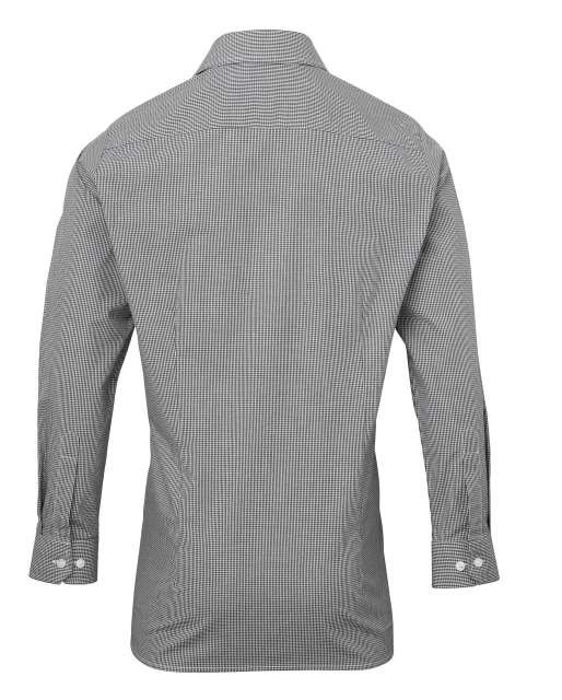 MEN'S LONG SLEEVE GINGHAM COTTON MICROCHECK SHIRT