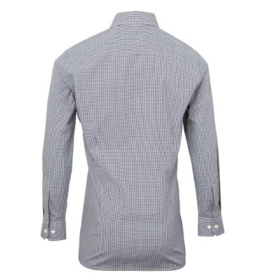 MEN'S LONG SLEEVE GINGHAM COTTON MICROCHECK SHIRT
