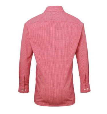 MEN'S LONG SLEEVE GINGHAM COTTON MICROCHECK SHIRT