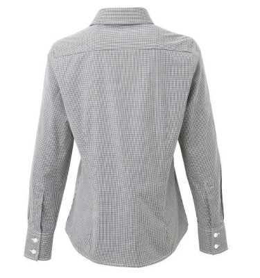 WOMEN'S LONG SLEEVE GINGHAM MICROCHECK SHIRT