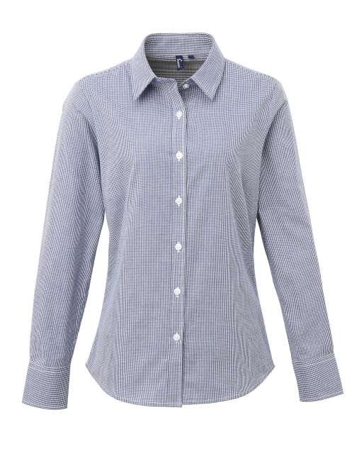 WOMEN'S LONG SLEEVE GINGHAM MICROCHECK SHIRT