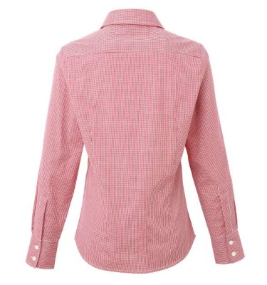 WOMEN'S LONG SLEEVE GINGHAM MICROCHECK SHIRT