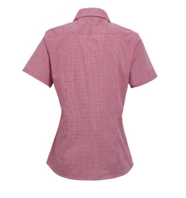 WOMEN'S SHORT SLEEVE GINGHAM MICROCHECK SHIRT