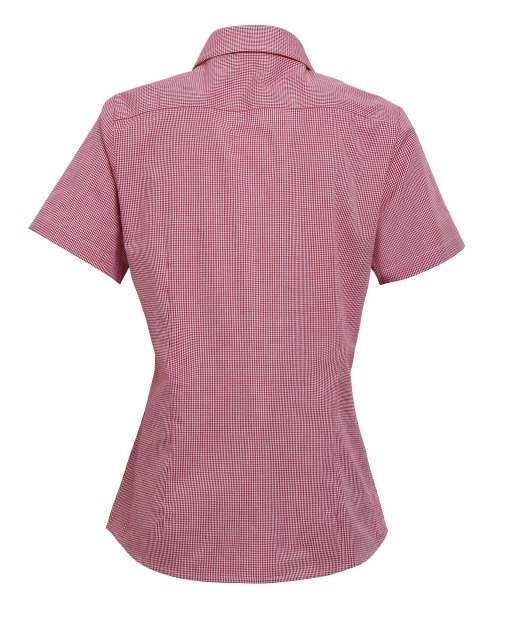 WOMEN'S SHORT SLEEVE GINGHAM MICROCHECK SHIRT