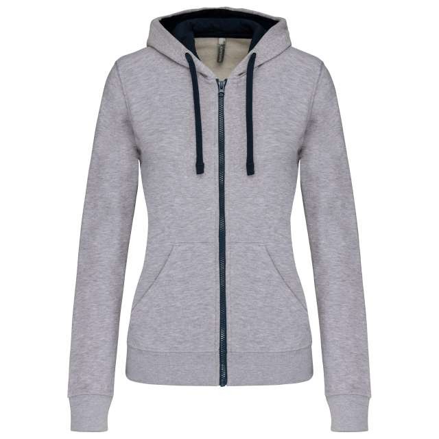 LADIES’ CONTRAST HOODED FULL ZIP SWEATSHIRT