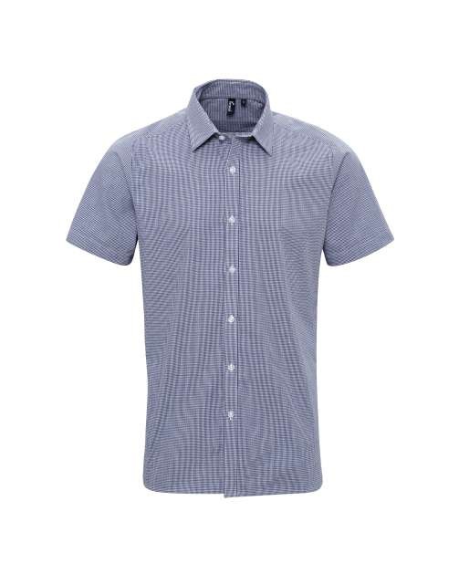 MEN'S SHORT SLEEVE GINGHAM COTTON MICROCHECK SHIRT