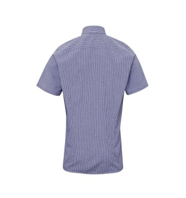 MEN'S SHORT SLEEVE GINGHAM COTTON MICROCHECK SHIRT