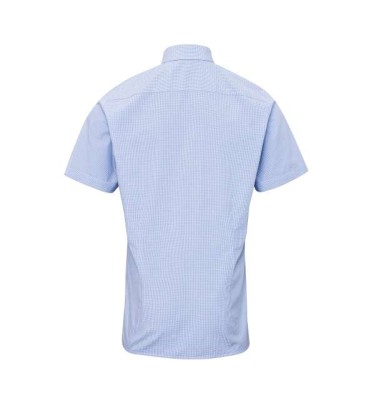 MEN'S SHORT SLEEVE GINGHAM COTTON MICROCHECK SHIRT