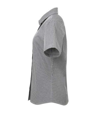WOMEN'S SHORT SLEEVE GINGHAM MICROCHECK SHIRT