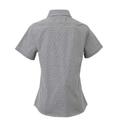 WOMEN'S SHORT SLEEVE GINGHAM MICROCHECK SHIRT