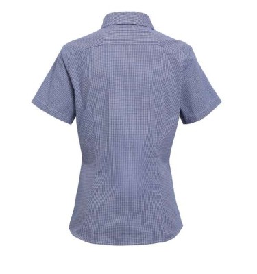 WOMEN'S SHORT SLEEVE GINGHAM MICROCHECK SHIRT