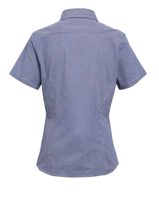 WOMEN'S SHORT SLEEVE GINGHAM MICROCHECK SHIRT
