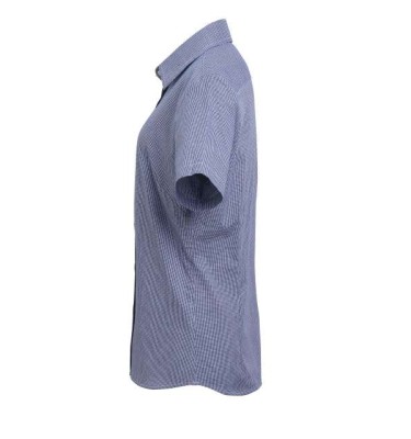 WOMEN'S SHORT SLEEVE GINGHAM MICROCHECK SHIRT