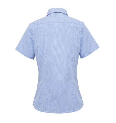 WOMEN'S SHORT SLEEVE GINGHAM MICROCHECK SHIRT