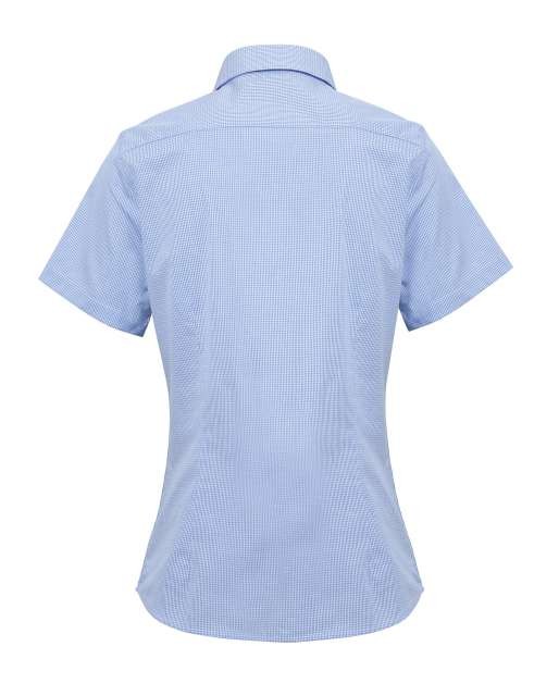 WOMEN'S SHORT SLEEVE GINGHAM MICROCHECK SHIRT