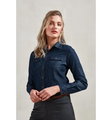 WOMEN'S JEANS STITCH DENIM SHIRT