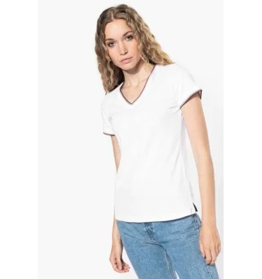 LADIES' PIQUÉ KNIT V-NECK T-SHIRT