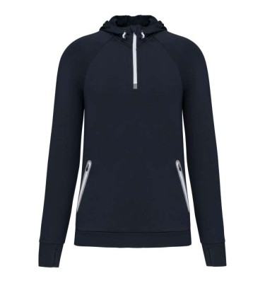 ZIP NECK HOODED SPORTS SWEATSHIRT