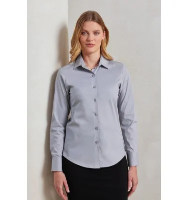 WOMEN'S STRETCH-FIT COTTON POPLIN LONG SLEEVE SHIRT