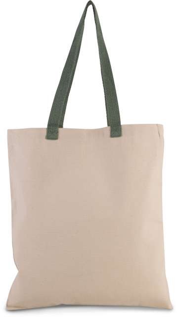 FLAT CANVAS SHOPPER WITH CONTRAST HANDLE