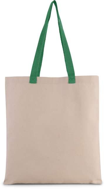 FLAT CANVAS SHOPPER WITH CONTRAST HANDLE