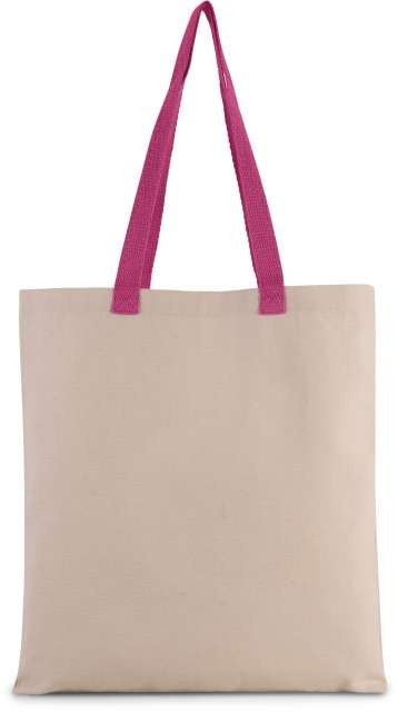 FLAT CANVAS SHOPPER WITH CONTRAST HANDLE