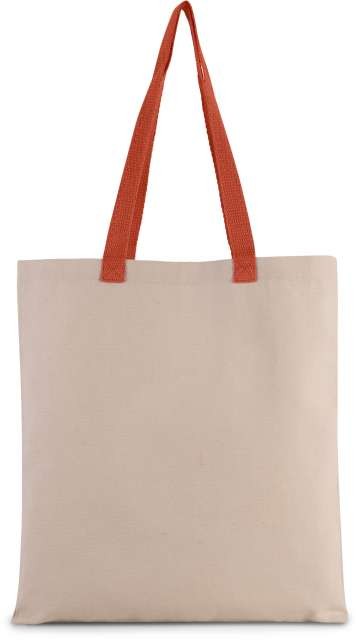 FLAT CANVAS SHOPPER WITH CONTRAST HANDLE