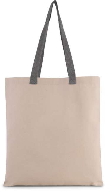 FLAT CANVAS SHOPPER WITH CONTRAST HANDLE