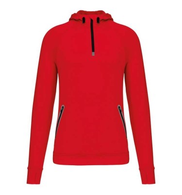 ZIP NECK HOODED SPORTS SWEATSHIRT