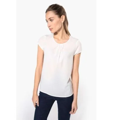 LADIES' SHORT-SLEEVED CREPE BLOUSE