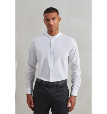 BANDED COLLAR 'GRANDAD' LONG SLEEVE SHIRT