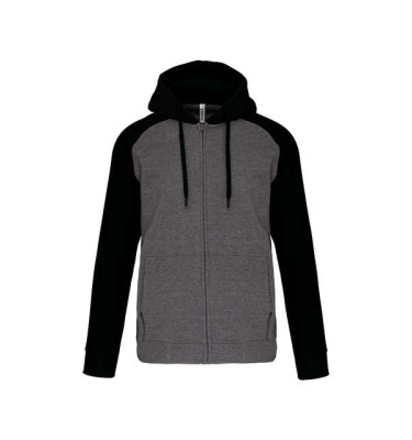 UNISEX TWO-TONE ZIPPED HOODED FLEECE JACKET