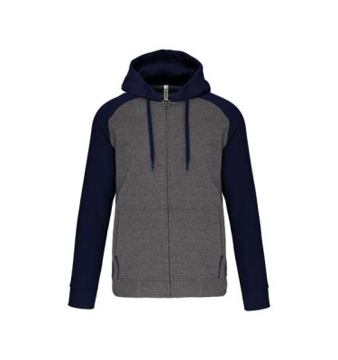 UNISEX TWO-TONE ZIPPED HOODED FLEECE JACKET